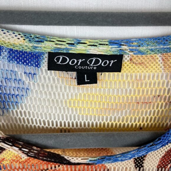 Dor Dor Couture Mesh All Over Tropical Top Womens L Floral Beach Vacation Anthro - Picture 6 of 9